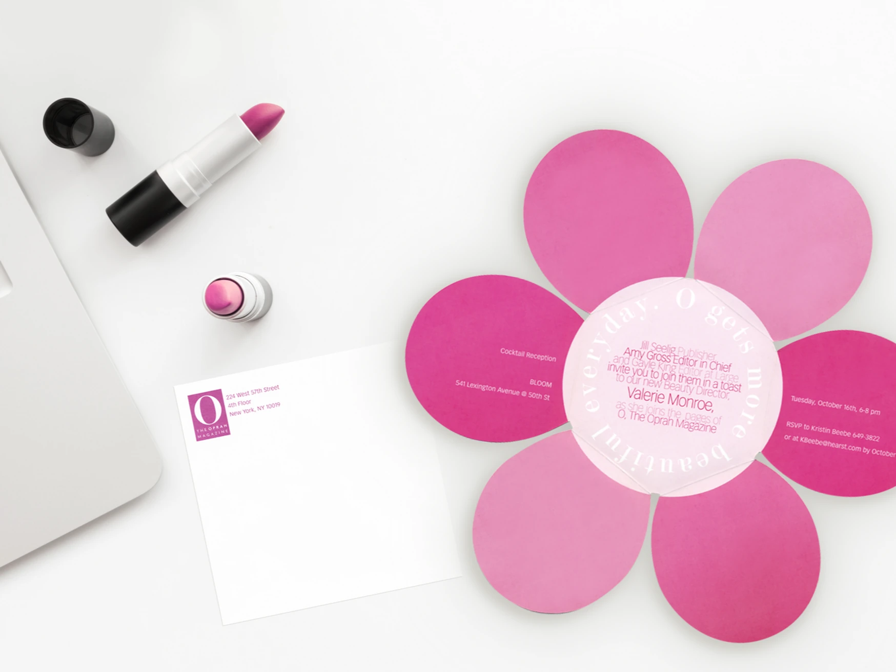 Oprah magazine graphic design invitation flower