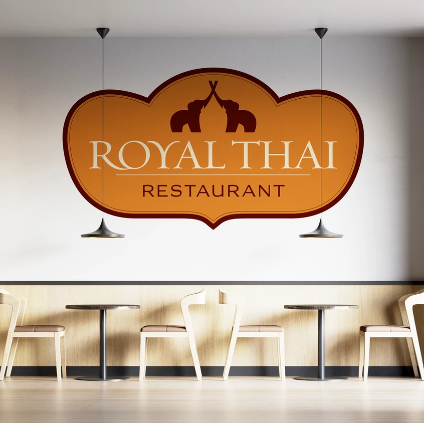 Clean and warm Thai restaurant logo with elephants as symbol