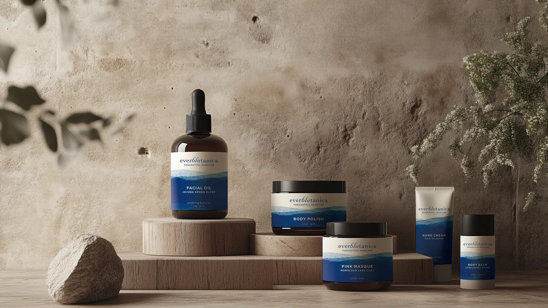 Skincare packaging with ocean vibe elegant